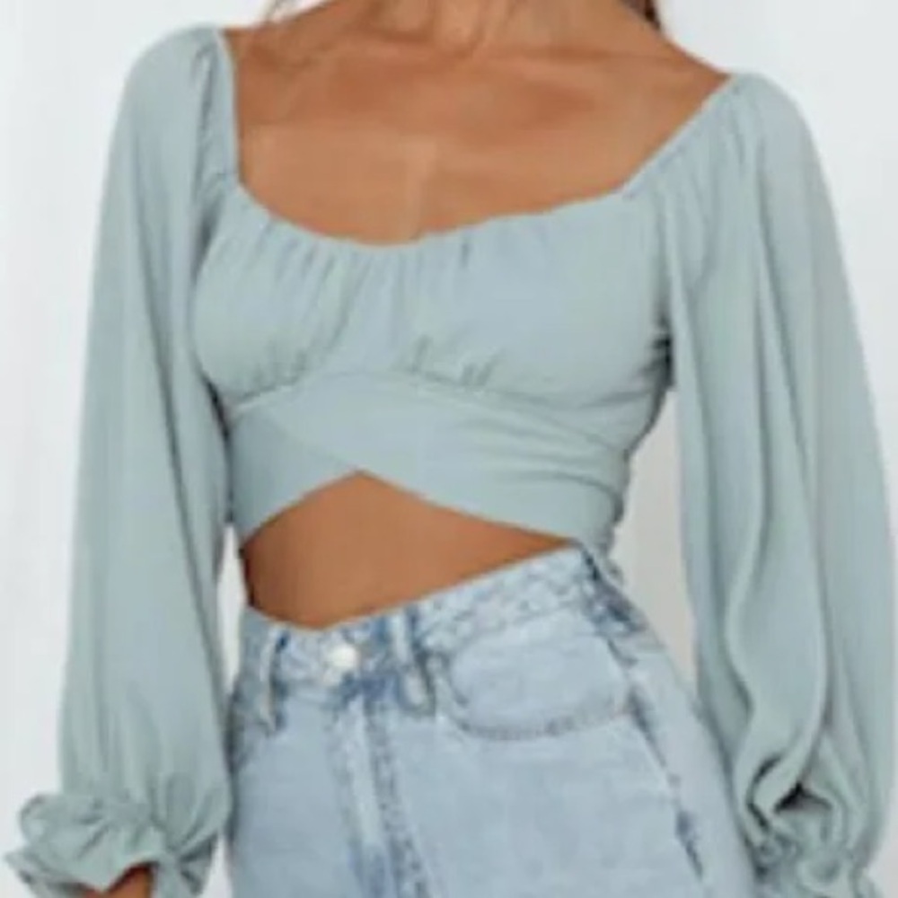 Sage Green Cropped Tie top